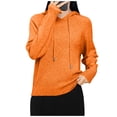 thumbnail image 3 of UTSJKR Women's Knitted Hoodies Casual Long Sleeve Drawstring Knit Textured Sweaters 2026 Fashion Solid Color Dressy Pullovers Orange M, 3 of 6