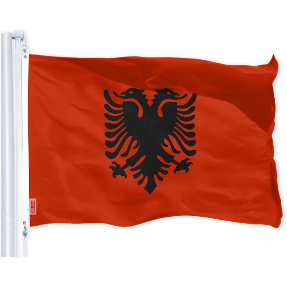 TRAHOO-Albania Albanian Flag | 3x5 Ft | LiteWeave Pro Series Printed 150D Polyester | Country Flag, Indoor/Outdoor, Vibrant Colors, Brass Grommets, Thicker and More Durable Than 100D 75D Polyester