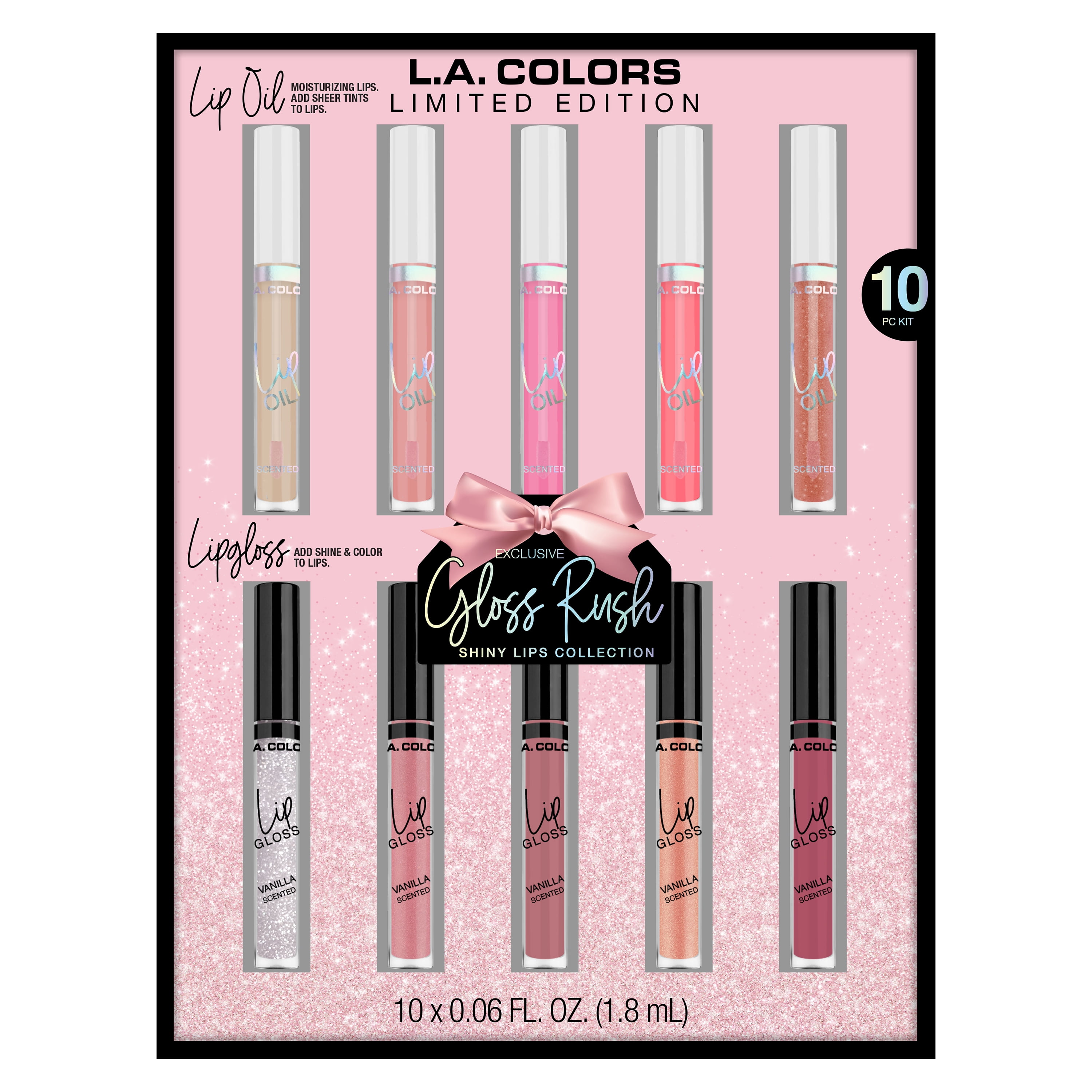L.A. COLORS Lipgloss, Gloss Rush Gift Set, 10 pc