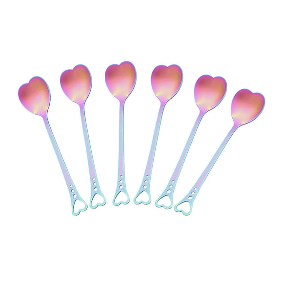 MERRYHAPY Heart Shaped Coffee and Dessert Spoons, Set of 6, Stainless Steel Flatware