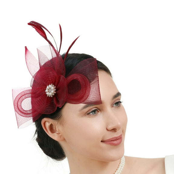 RUISINERY French Feathered Flower Fascinator Hair Clip For Women Elegant TeaParty Wedding Cocktails Event Photography Props