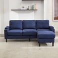 thumbnail image 3 of Aukfa 78" Sectional Sofa with USB Port, Storage Ottoman, Armrest with Hidden Storage, Linen, Blue, 3 of 10