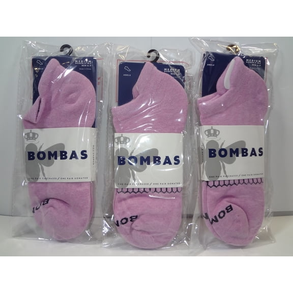 Bombas Womens Ankle Socks (Med) Pink (3PK)