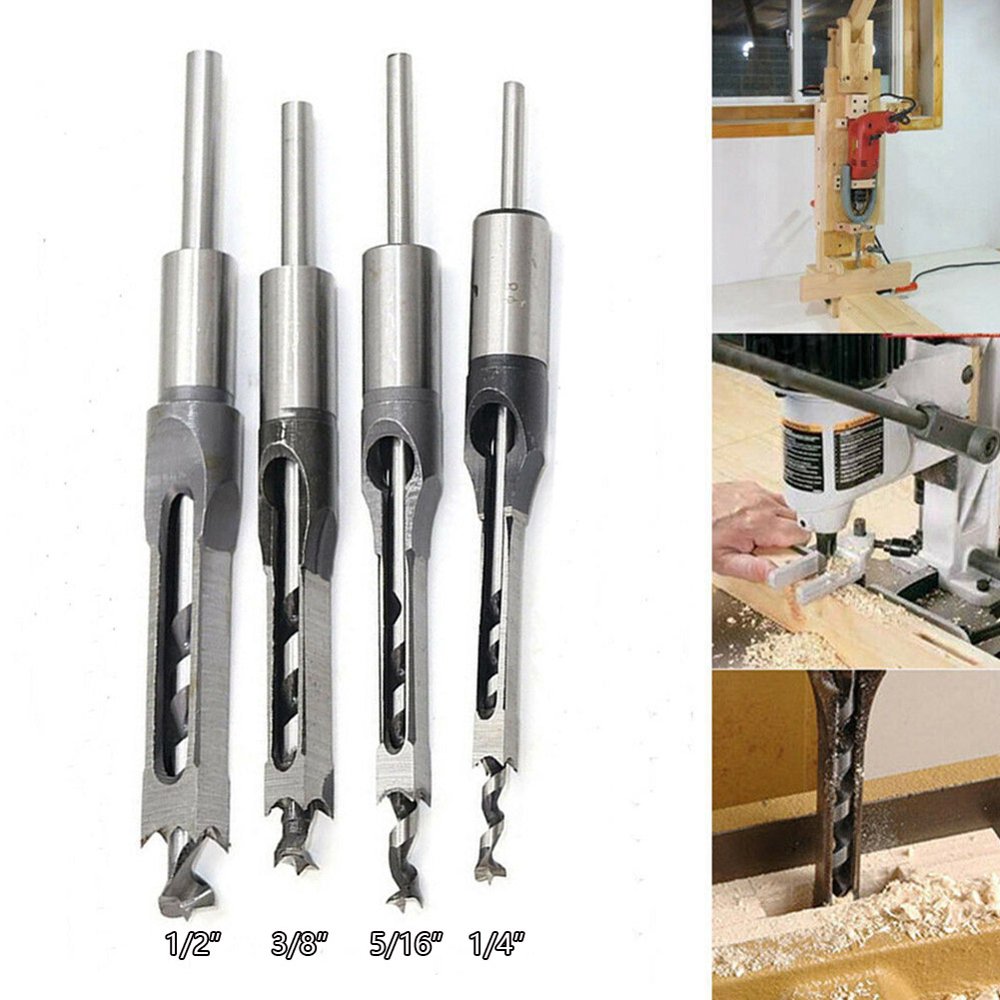4pcs Wood Hole Saw Mortising Chisel Countersink Drill Bit Tool Set Kit