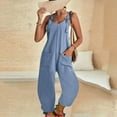 thumbnail image 4 of Sanbonepd Women Casual U Neck Sleeveless Jumpsuits Spaghetti Strap Baggy Overalls With Pocket, 4 of 6