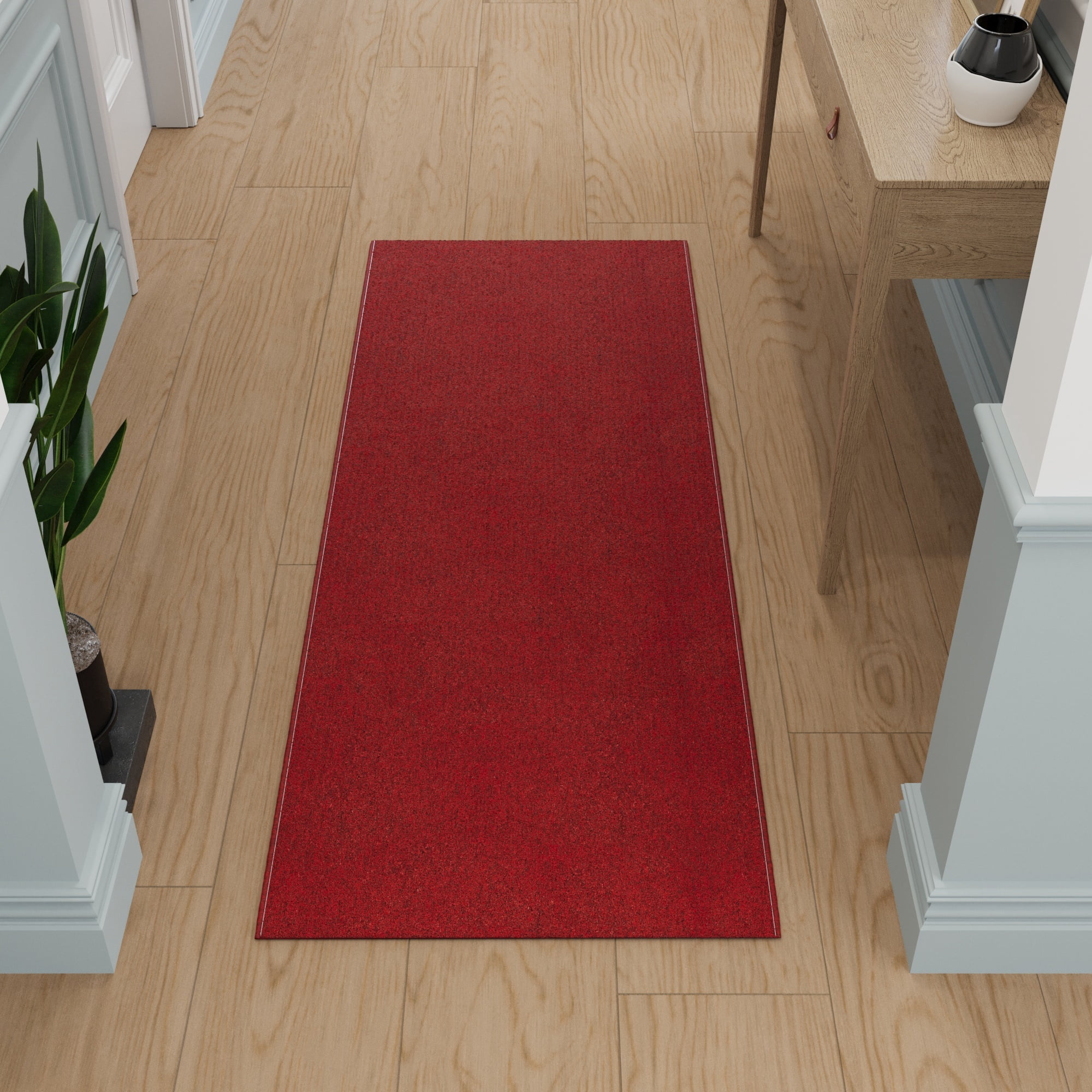 Ottomanson Hallway Runner Rug 2x8 Non-Slip Rug for Kitchen Bedroom Entryway, 1'10" x 8', Red