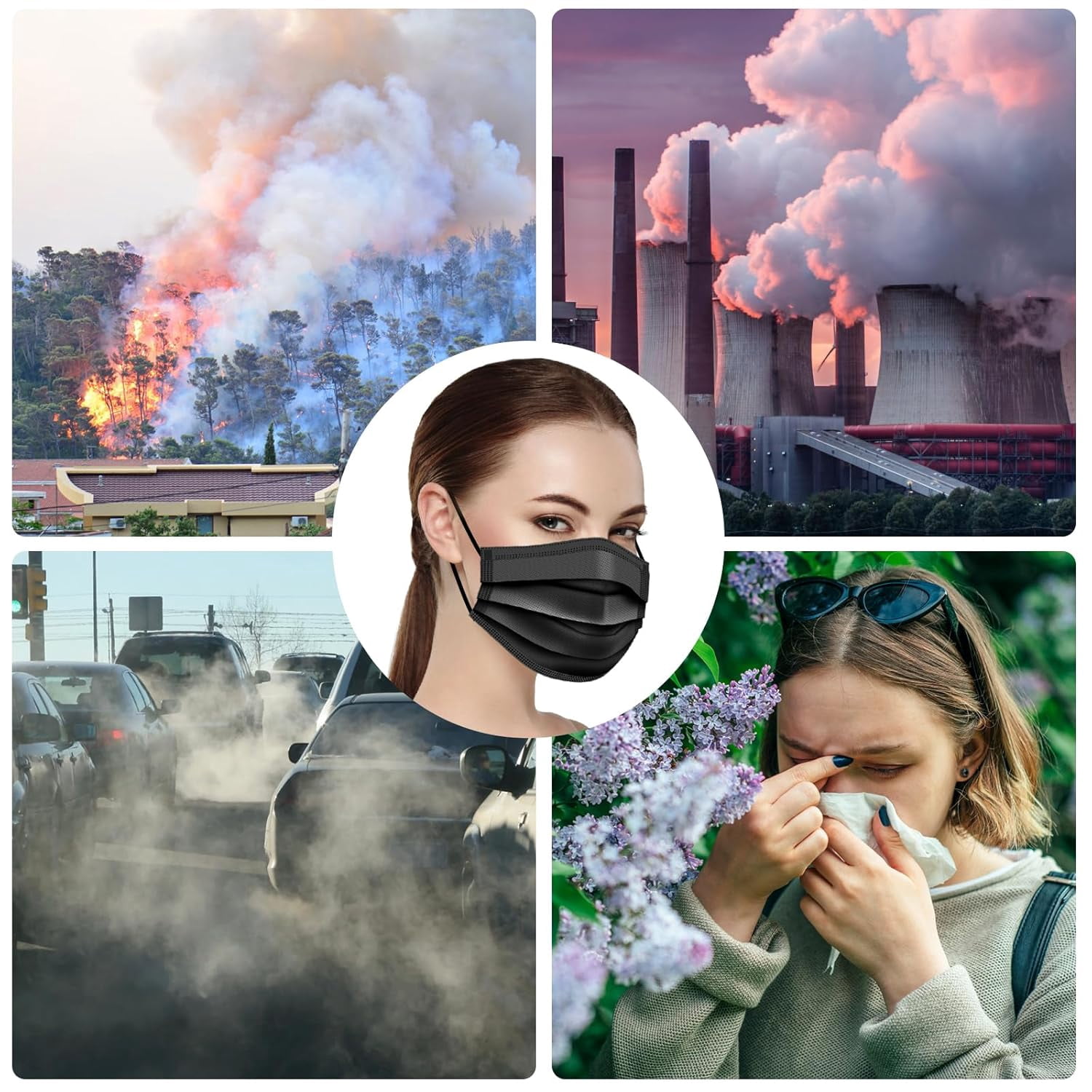 UniVerse 50PCS Disposable Face Masks, Black Masks, 3 Layer Protection Black Disposable Face Masks
