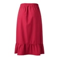 thumbnail image 3 of Aayomet Skirts For Women Women’s Boho Elastic High Waist Pleated A-Line Flowy Swing Asymmetric Tiered Maxi Long Skirt Dress with Pockets,Red L, 3 of 5