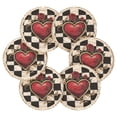 thumbnail image 2 of Haosy Set of 6 Drink Woven Coaster with Holder Heat Resistant Non-Slip Bar Coasters 4 Inches Valentines Heart Rose Checkerboard, 2 of 7