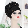 thumbnail image 4 of Koszal Flower Decor Solid Color Headscarf Cap Women Rhinestone Ruched Head Wrap Hair Accessories, 4 of 7