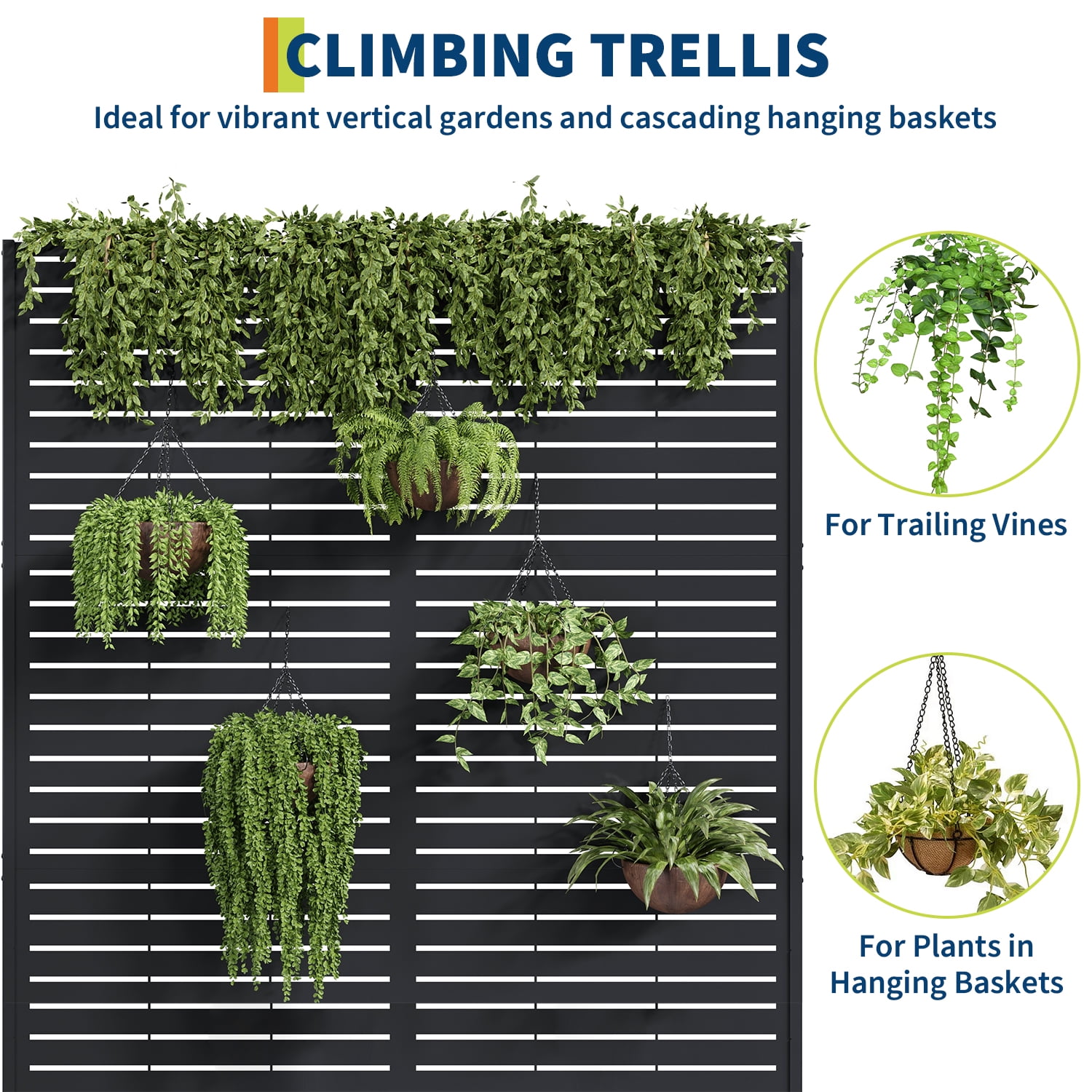 Ataucjin 16" Deep Planting Bed with Drainage Holes,Metal Planter Box with Trellis, Raised Garden Bed with Wheels, Deep Privacy Screen for Climbing Plants,47"X16"X71"