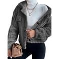 thumbnail image 4 of DYMADE Women Faux Fur Casual Buttons Long Sleeve Coat, 4 of 4