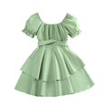 thumbnail image 1 of Robes pour Adolescentes Manches Volantes en Maille Col Rond Robe Décontractée Unie Verte 7-8 Ans, 1 of 4