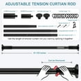 thumbnail image 5 of SPOKKI Tension Curtain Rod, 51-128 Inches Adjustable Closet Tension Rod Rust-free No Drilling Shower Curtain Rod, Anti-slip Spring Steel Rod for Bathroom Black, 5 of 14
