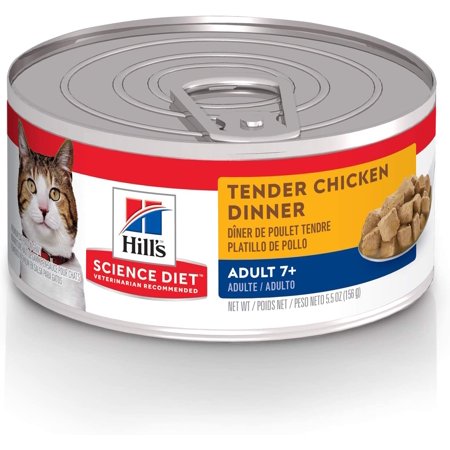 Science Diet Wet Cat Food Adult 7+ for Senior Cats Chunks & Gravy Tender Chicken Recipe 5oz Cans 24 Pack