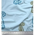 thumbnail image 1 of Soimoi Poly Georgette Fabric Paisley Block Printed Fabric 1 Yard 42 Inch Wide, 1 of 3