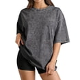 thumbnail image 2 of Womens Summer Tops Short Sleeve Crewneck Loose Fit T Shirts for Women Oversized Casual Basic Tee Street Fashion, 2 of 5