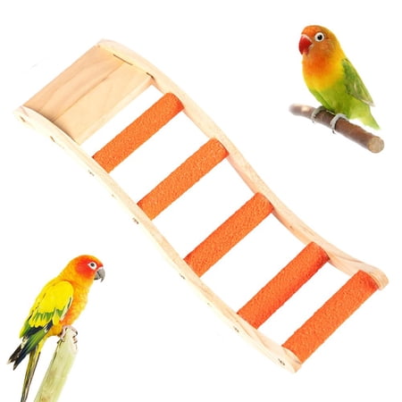 Nature Wooden Bird Ladder Pet Parrots Climb Bridge Exercise Stands for Parakeet Climbing Chewing Bridge Bird Cage Accessories for Cockatiel Parakeet Lovebirds Budgie