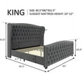 thumbnail image 6 of Amerlife King Bed Frame with Velvet Upholstery, Tufted Wingback Headboard and Nailhead Trim, Grey, 6 of 8