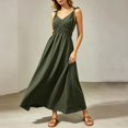 thumbnail image 3 of Summer Dresses for Women 2026 Flowy Casual Midi Dress V Neck Beach Vacation for Wedding Guest Party Vacation(Green,S), 3 of 5