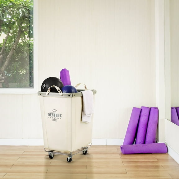 Seville Classics Cream Rolling Laundry Hamper