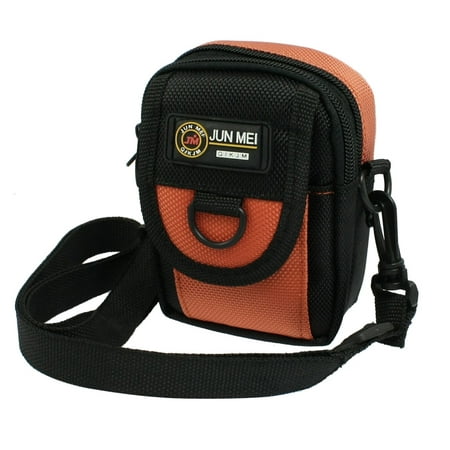 Black Orange Nylon Digital Camera Waist Pouch Bag w Adjustable