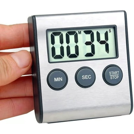 

Kitchen Timer Digital Kitchen Timer Magnetic Countdown Kitchen Timer with Loud Alarm Stainless Steel Timer for Kitchen Cooking Baking Sports Games(AAA Battery Included)