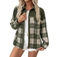 thumbnail image 2 of Coats for Women Plaid Long Sleeved Lapel Outerwear Jacket,Womens Coats Plus Size Green XXL, 2 of 6