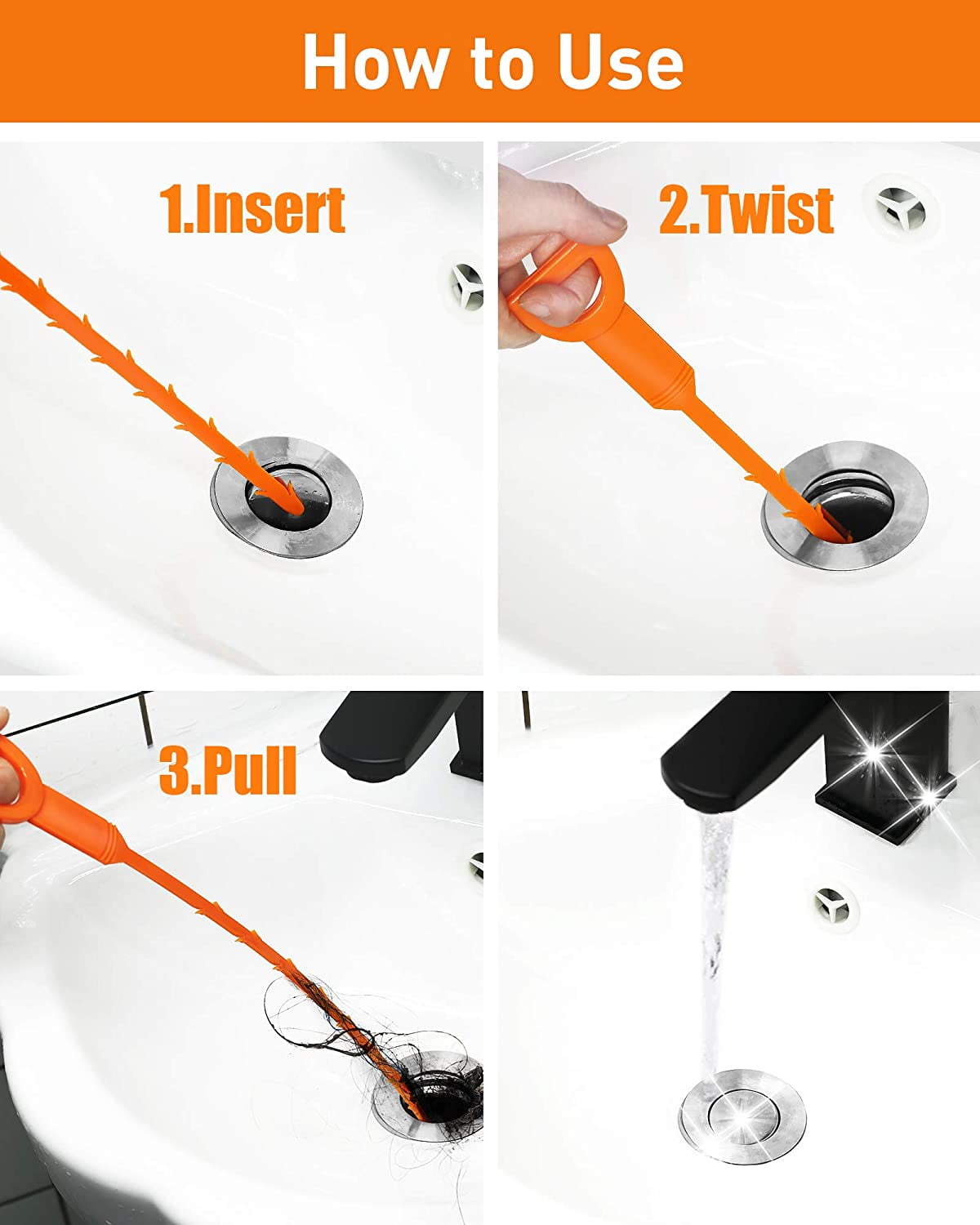 liboyixi 5 Pack Drain Clog Remover Tool, Sink Snake Cleaner Drain Auger  Sewer toilet dredge, Snake Drain for Hair Remover Tool For Sewer, Toilet