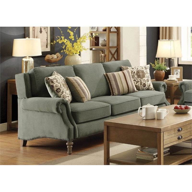 Coaster Rosenberg Rolled Arm Sofa in Sage Green - Walmart.com