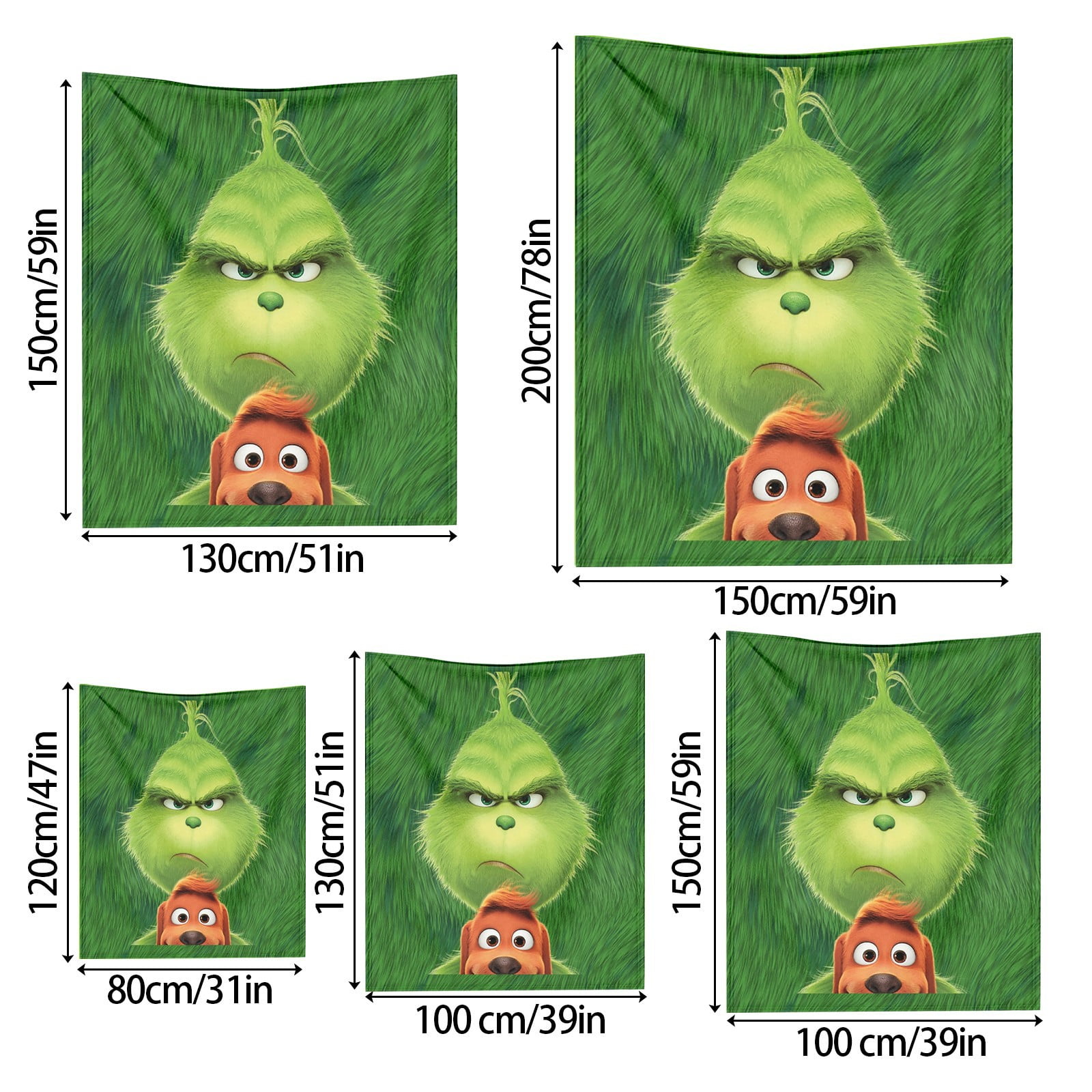 Couverture Polaire Grinch 3D Noël 200x230cm - Douce Et Chaude Pour Canapé Et Lit