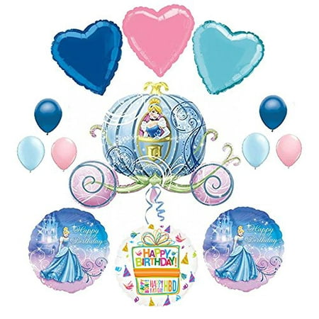 Cinderella Birthday Party Supplies and Carriage Balloon Bouquet Decorations.