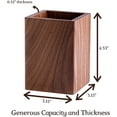 thumbnail image 3 of 2 Pack Walnut Wood Pen and Pencil Holder for Desk, Large Square Design Wooden Pen and Pencil Cup, Desk Pen Holder, Makeup Brush Holder, 3 of 3
