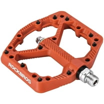 ROCKBROS Bicycle Pedals Nylon Fiber Bearing Bicycle Flat Platform Pedals Non-Silp/Light Moist/Flange Surface/High Speed Bearing for Moutain Bike MTB 9/16" Orange
