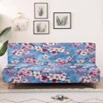 thumbnail image 4 of ZIATUBLES Armless Sofa Futon Slipcover, Dustproof Couch Cover Elastic Polyester Spandex Furniture Protector Machine Washable Sofa Bed Cover, Cherry Blossom Print, 4 of 9
