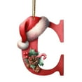 thumbnail image 2 of CISIL - Christmas Initial Ornaments, Personalized DIY 26 Letters Christmas Tree Decoration Pendant,Red Acrylic Initial Monogram Shape Xmas Tree Hanging Decor Xmas Gifts C-Christmas hat pine berries, 2 of 4