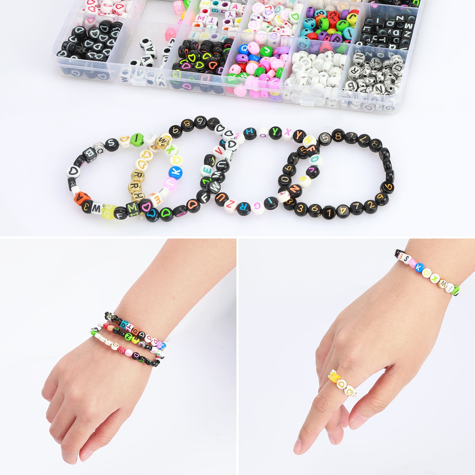 Deyuer Mini Glass Beads Kit,Colorful Alphabet Letter Beads,Jewelry Making Kit,Handmade DIY Art Craft for Bracelet Necklace Ring