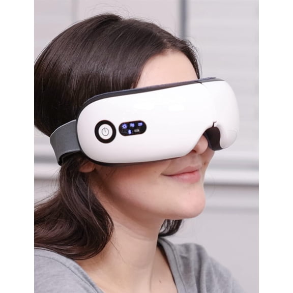 Professional Smart Eye Relaxation Mask with Soothing Heat and Bluetooth Audio, 180° Foldable Portable Wellness Device for Daily Refreshment and Home Spa Experience, White