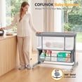 thumbnail image 4 of COFUNOK Baby Bassinet,Bedside Bassinet for Baby,Baby Bassinets Bedside Sleeper for Newborns,With 360° Swivel Wheels,7 Adjustable Height,Full-Mesh Sides,Large Storage Basket-Light gray, 4 of 11