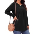 thumbnail image 4 of WellSize Plus Size Women Blouses Lace Long Sleeve Boho Tops Crew Neck Fall Shirts Trendy Tunic Blouses, 4 of 9