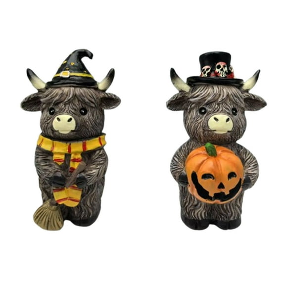 WEGFTDUOP Halloween Decoration Spooky Cow Resin Statue For Halloween Decor Halloween Indoor Outdoor Decoration