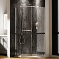 thumbnail image 2 of Sunrinx Brushed Nickel 36" x 36" x 72" Pivot Shower Door, Bathroom Glass Shower Door with 1/4" (6mm) Tempered Glass for Walk-in Shower (Base Not Included), 2 of 10
