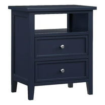 Pemberly Row Contemporary Midnight Blue Wood 2-drawer Nightstand