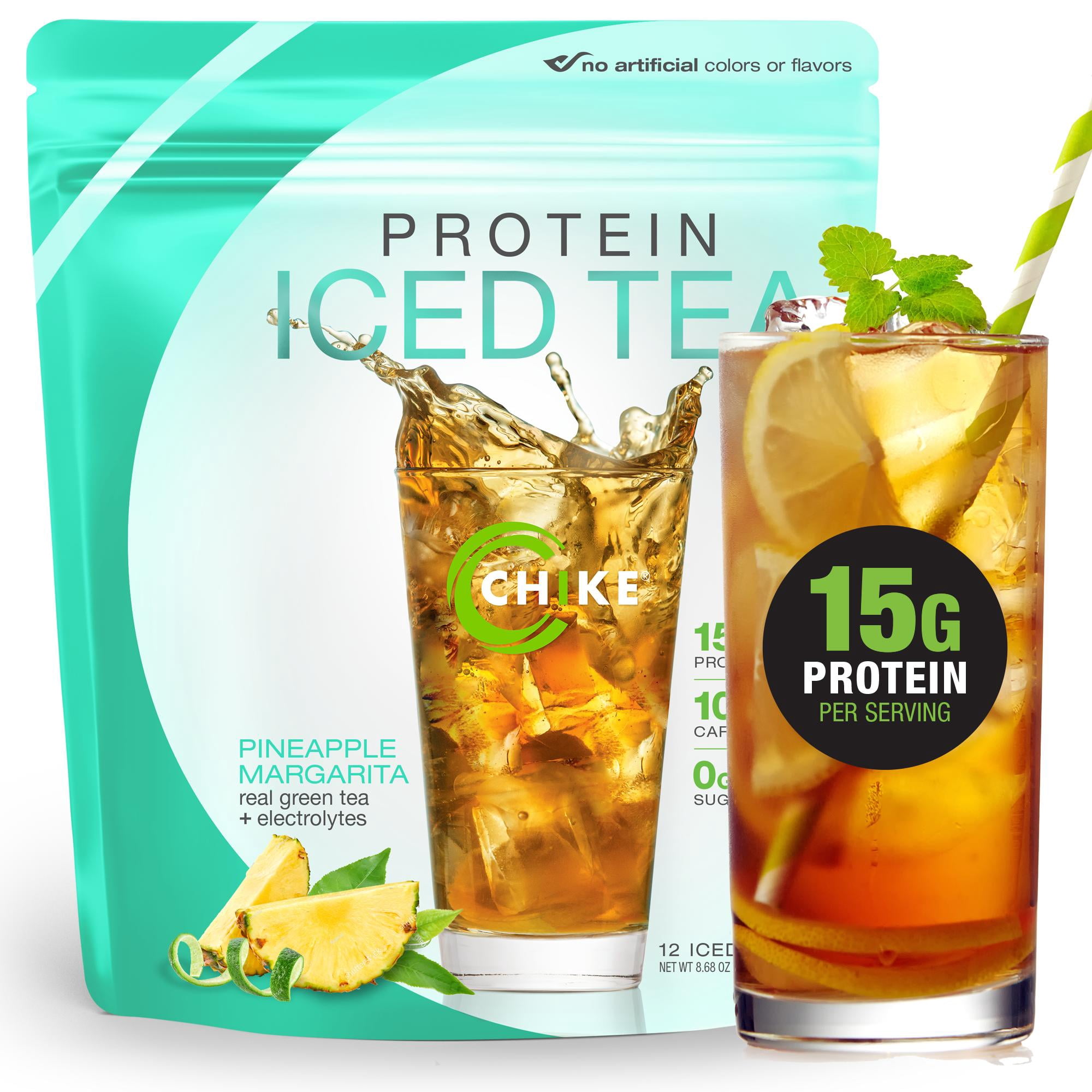 Chike Pineapple Margarita Protein Iced Tea with 100mg Caffeine, 12 Servings