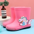 thumbnail image 2 of ZHOGXU Kids Boys Girls Rain Boots Mid Tube Cute Dinosaurs Printed Fashion Waterproof And Non Slip Soft Bottom Rain Shoes For Rainy Day Wear,Pink,4-4.5 Years, 2 of 6