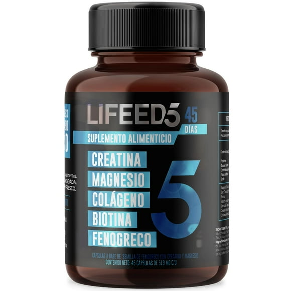LIFEED Men | Suplemento Alimenticio con Vitaminas para Hombres | Cápsulas a Base de Creatina, Magnesio, Colageno, Biotina y Fenogreco | 45 Cápsulas para un Suministro de 45 Dias | 1 Cápsula al Dia
