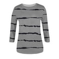 thumbnail image 4 of IROINNID Deals Ladies Long Sleeve T Shirts Printed Loose T-shirt Mid-length 3/4 Sleeves Blouse Round Neck Lounge Tops,Gray, 4 of 4