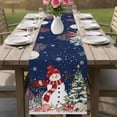 thumbnail image 4 of Navy Blue Christmas Table Runner - 70 Inch Long Snowman Xmas Tree Coastal Snowflake Starfish Cotton and Linen Blended Dress Scarves Farmhouse Table Runner for Kitchen Dining, Coffee Table, 13" x 70", 4 of 8