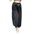 thumbnail image 2 of SWSMCLT Women's Dance Costume Lightweight Pants Dance Loose Fit Fringe Metal Bloomers Winter Hippie Belly Black Small-Large, 2 of 5