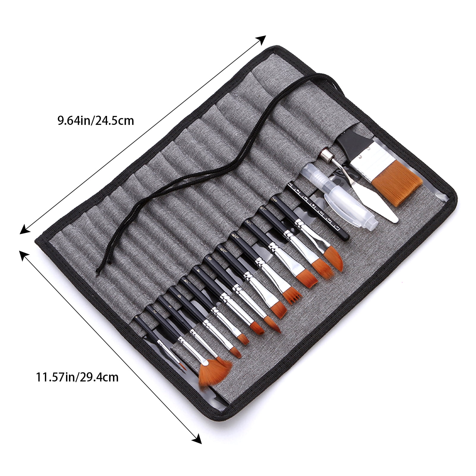 Painting 18pcs Artist Paint Brushes Set Bag Pack With Scraper Watercolor Brush Pen Nylon Hair Delicate Wooden   Handle Paintbrushes Carry Canvas Case Art Supplies Gift For Children